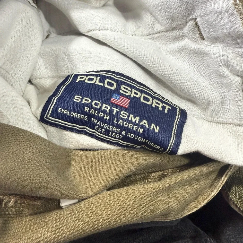 Polo Sport Cargo Shorts Mens 32 Beige Cotton Canvas Utility Pockets Outdoor